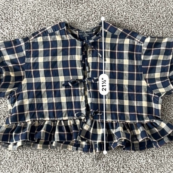 Reworked Ralph Lauren Coquette Plaid Dark Academia Ruffle Blouse - Size S/M - Picture 11 of 11